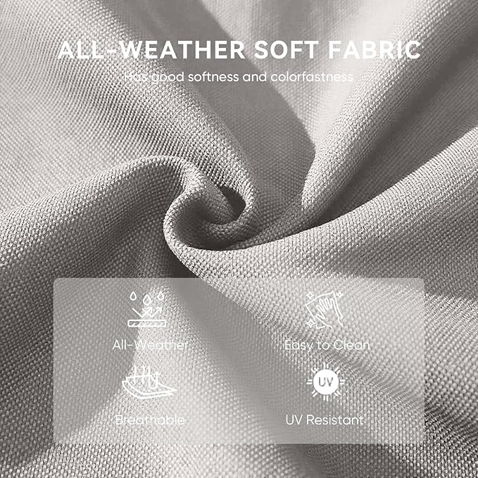 7-Piece Outdoor Patio Cushion Set - Fade & Water Resistant with Removable Olefin Cover, 22x24x4 Inch Memory Foam Cushions for Wicker Sectional Sof - Beige/Crescent