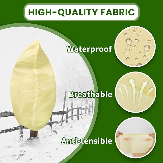 TCBWFY 95x80inches Huge Plant Covers Freeze Protection Frost Cloth for Outdoor Plants,2.82oz/yd² Thickened Winter Tree Covers with Zipper Drawstring,4 Pack Frost Blanket from Wind,Pest and Animal