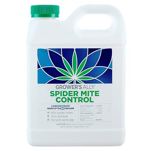 Grower's Ally Spider Mite Control Concentrate 1 qt | Natural Spider Mite & Insect Killer with Rosemary Oil - Trusted by Cultivators for Indoor and Outdoor Use - Makes 100 Gallons