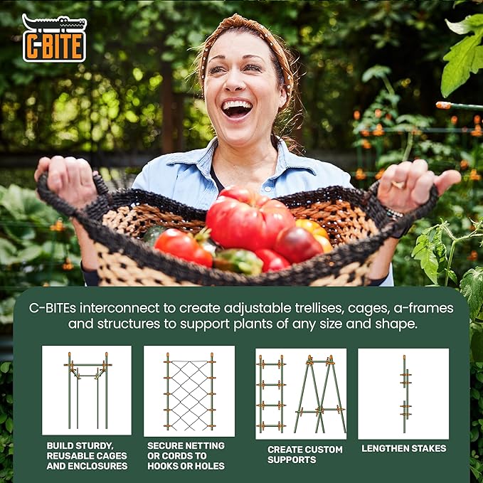 Plant Support Clips for Trellis, Garden Stakes, Wire Fence, Climbing Plants, Indoor Gardening, Hydroponics Systems, and Vines | Durable Gardening Clips (Tangerine Orange - 100 Pack)