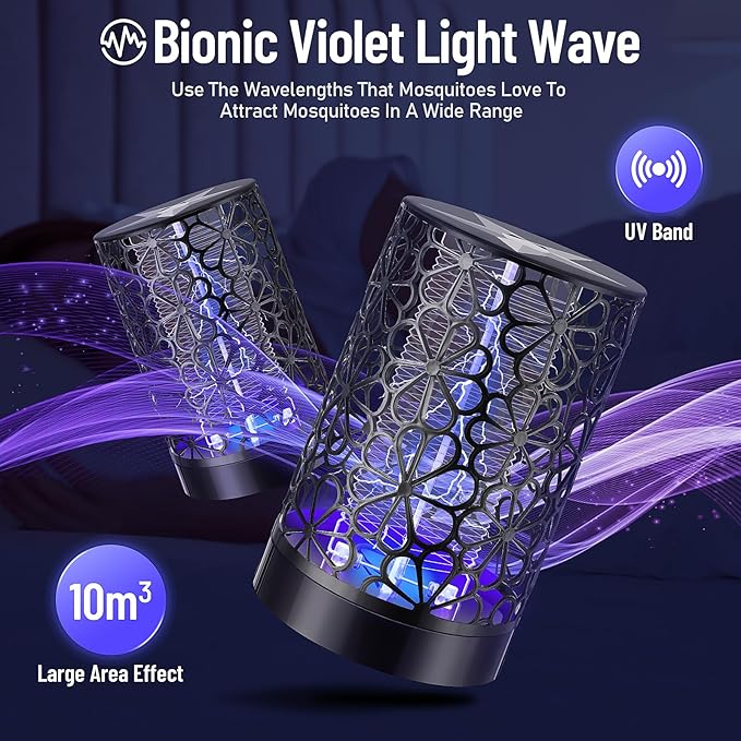 Qualirey 4 Pcs Electric Bug Zapper USB Mosquito Killer Repellent Fly Insect Lamp Purple Light Bug Trap for for Indoor Outdoor Bedroom Living Room Courtyard Backyard Patio(Black)