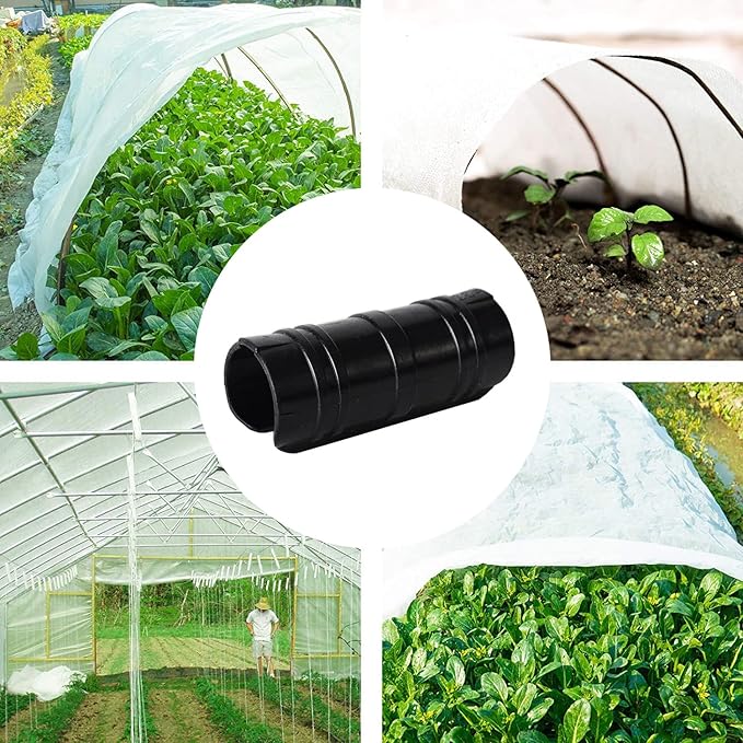 60PCS Greenhouse Clips 3/4 Inch Greenhouse Clamps Black Plastic Clamps Garden Buildings Tube Clips for PVC Pipe Greenhouse Films, Sunshade Nets, Row Covers, Shelters, Farming, Gardening