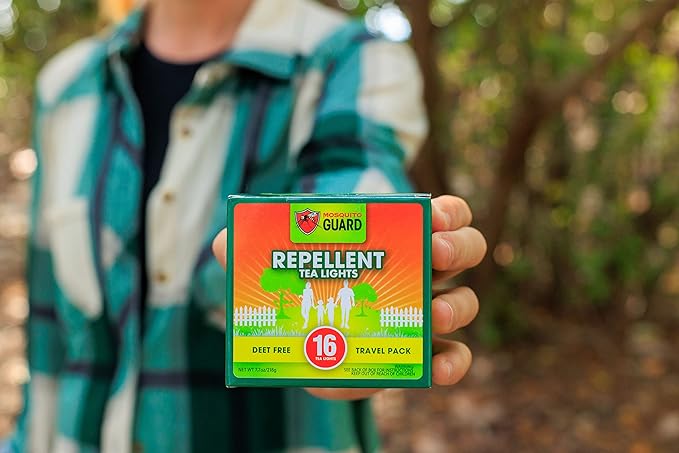 Mosquito Guard 16 Tealight Citronella Candles Outdoor Mosquito Repellent Indoors - DEET Free Mosquito Candles for Outside - Natural Mosquito Repellent Outdoor Patio Candle - Yard Bug Repellent Candle