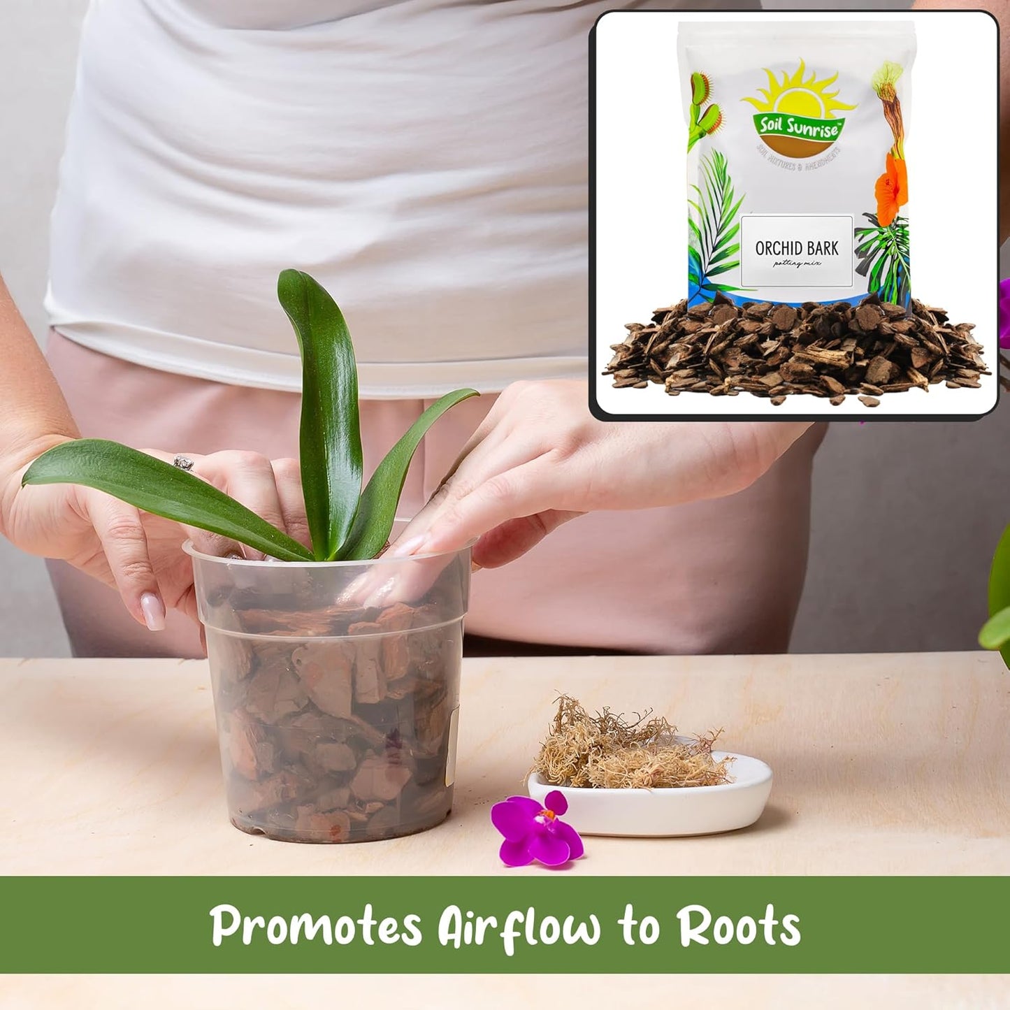 100% Organic Orchid Potting Bark (30 Quarts), All-Natural USA-Sourced Pine Bark Orchid Mix Additive