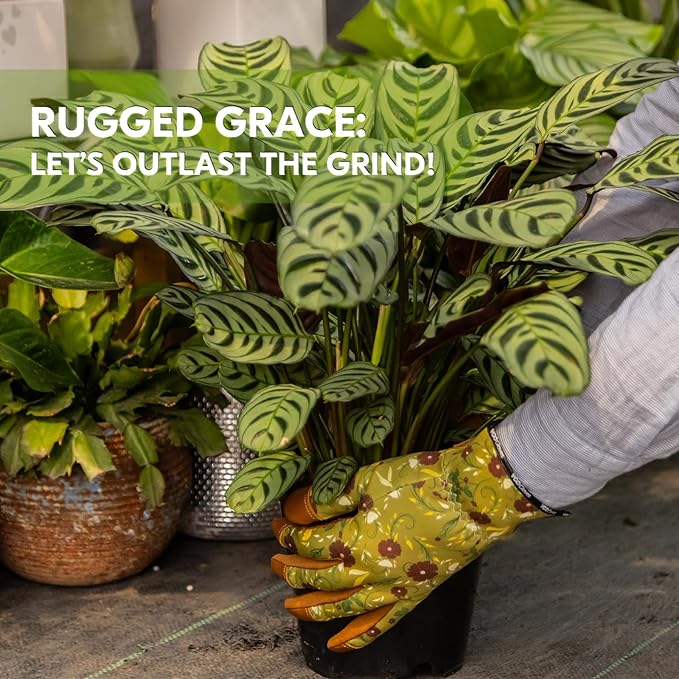 Vgo... Women Gardening Gloves Premium Goat Leather Work Gloves Thornproof for Pruning,Outdoor Activities(GA7476)