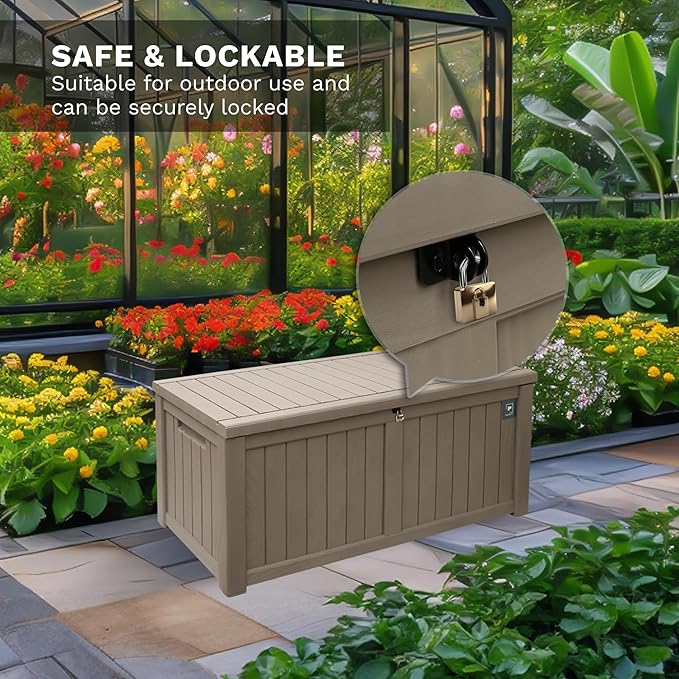 Heavy Duty Storage Box,Large Capacity Outdoor Storage Box is Made of Resin for Outdoor, Patio or Indoor Use.