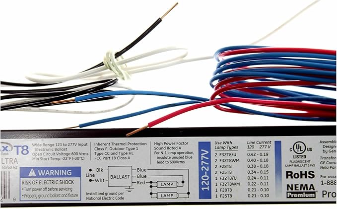 GE Lighting 72262 GE232MAX-L/ULTRA 120/277-Volt UltraMax Electronic Fluorescent T8 Multi-Volt Instant Start Ballast 2 or 1 F32T8 Lamps