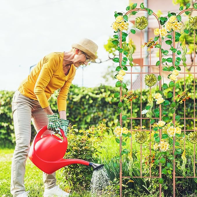 2Pcs Metal Garden Trellis, Arched Fence Trellis Plant Support Trellises, Supporting Plants Outdoor Decoration for Climbing Plants Lawn Yard Patio Backyard Wall Brackets (Frog)