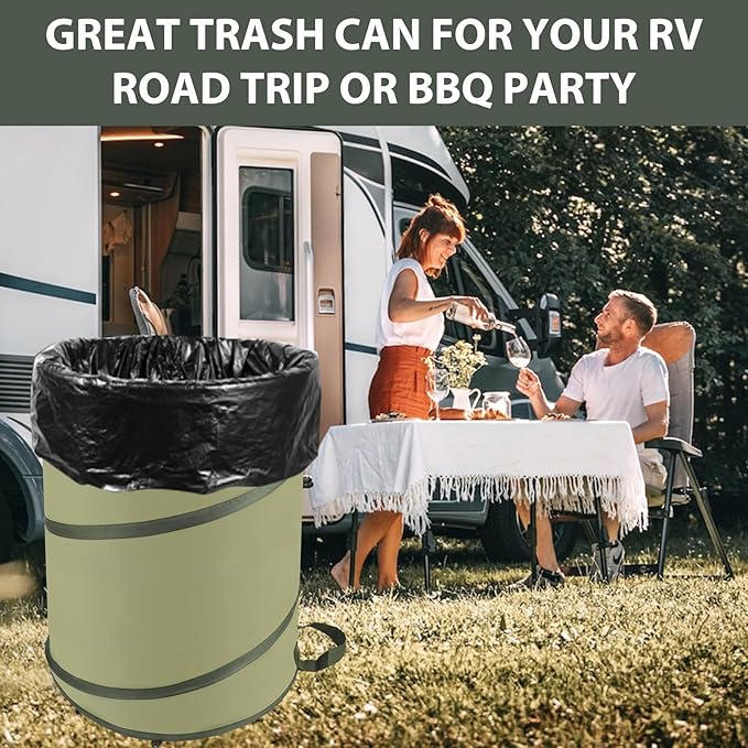 YUDI & GARDEN 45 Gallon Collapsible Garden Bag｜Collapsible Trash Can｜Camping Trash Can, Use for Gardening Cleanup or Party Waste and Outdoor Activities