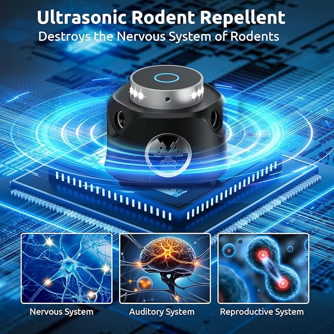 X-PEST Upgraded Ultrasonic Rodent Repellent Indoor, Remote Controlled Mouse Repellent with Ultrasonic& PIR& Strobe Light, 3-in-1 Powerful Ultrasonic Pest Repeller for Rodent/Mouse/Squirrel/Roach
