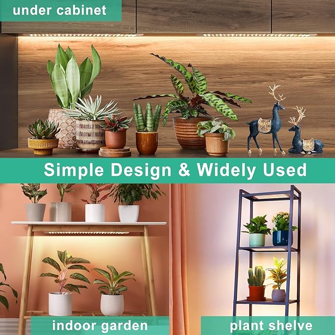 LBW Plant Grow Light, 540 LEDs Full Spectrum Plant Lights for Indoor Growing, Under Cabinet Grow Lamp with 4/8/12H Timer, 3 Lighting Modes, 10 Dimmable Levels, 4 Pack