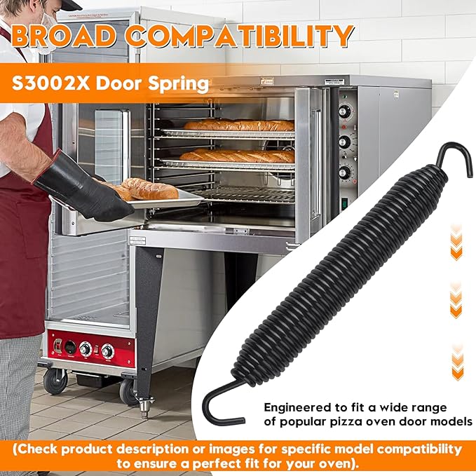 S3002X 11-1/2 Inch Oven Door Spring Compatible with BAKER PRIDE Gas-fired Transportable Ovens, Top Door Spring for Pizza Oven, Replacement Part for Stove Top Oven, Replaces Part Number S3002A