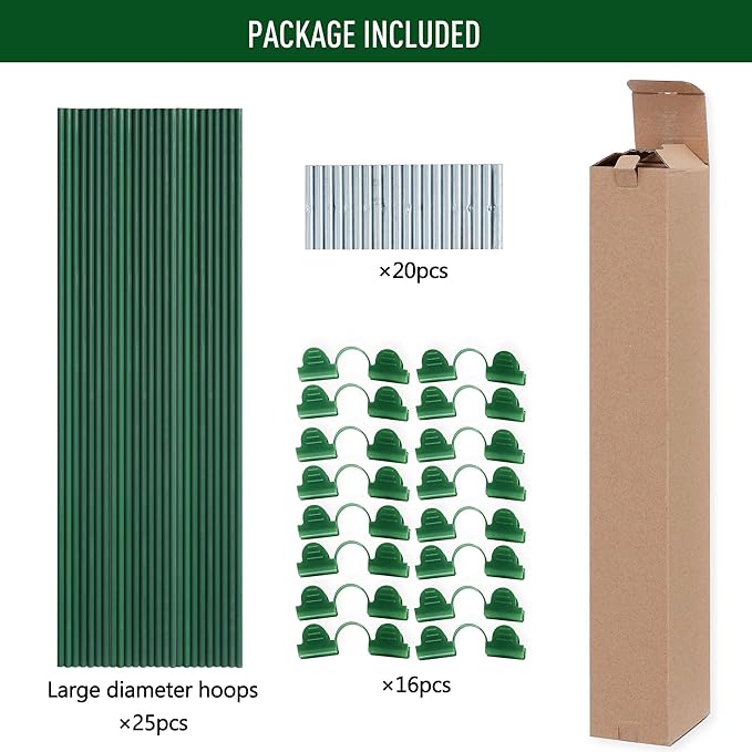 MAXPACE Greenhouse Hoops for DIY 2.8ft or Wider Grow Tunnel, Rust-Free Fiberglass Support Hoops Frame for Garden Fabric, DIY Plant Support Garden Stakes, Gardening Supplies, 25pcs