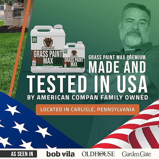 PetraMax Max Grass Paint for Lawn - Maintain Perfect Green Grass, Spray for Lawn & Shrubs Green Spray, Paint Pair with Petra Sprayers - Touch up Dog Spots - Non-Toxic Safe for Pets (Premium, 32 oz)