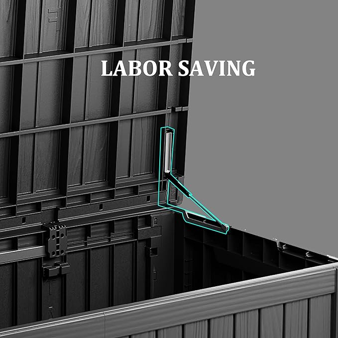 180GAL Black Versatile Outdoor Deck Box - Waterproof, SGS - Certified UV Resistant, Suitable for a Wide Range of Storage Needs from Patio Cushions to Garden Equipment, Simple to Assemble