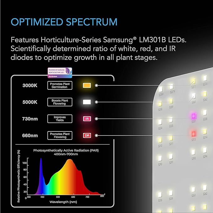 AC Infinity IONBOARD S24, LED Grow Light Board with Samsung LM301H Diodes, Deeper Penetration Full Spectrum Lighting, for Veg Bloom Indoor Plants in Grow Tents Greenhouses (2x4)