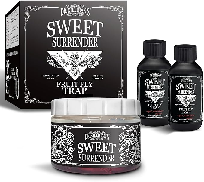 Dr. Killigan's Reusable Fruit Fly Traps for Indoors - Washable with 2 Refills, 80+ Day Supply, Highly Effective for Home and Kitchen