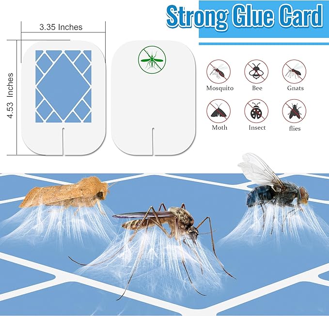 Qualirey 12 Pack Flying Insect Trap Refill Compatible with VEYOFLY Fly Trap VF01, Glue Board Bug Catcher, Replacement Sticky Glue Cards for Insect Bug Mosquito Gnat Fruit Fly Traps Indoors (Classic)