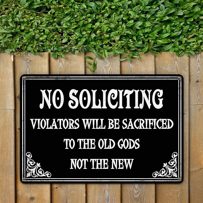 No Soliciting Sign - Funny Gothic Home Decor, Witchy Gifts - 12x8 Inch