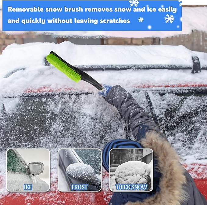 Uiifan 6 Pcs 24" Snow Brush and Ice Scrapers for Car Windshield Windows Detachable No Scratch Scraper for Ice and Snow Removal Winter with Foam Grip Trucks SUVs (Red,Blue,Green)