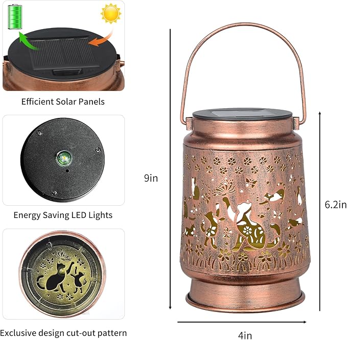 Cat Lover Gifts for Mom/Women//Grandma/Sister,Cat Solar Light Gifts Mother Day Gift Solar Lanterns Outdoor Waterproof Cat Lights Led Mason Jar Hanging Lamps Decor for Garden Yard Patio
