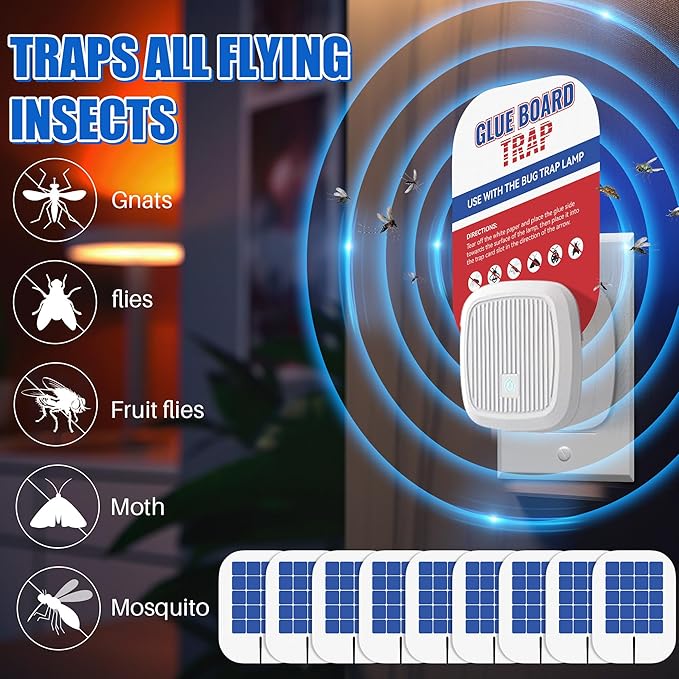 Qualirey 25 Pack Flying Insect Trap Refill Compatible with VEYOFLY Fly Trap VF01, Glue Board Bug Catcher, Replacement Sticky Glue Cards for Insect Bug Mosquito Gnat Fruit Fly Traps Indoors (Enhance)