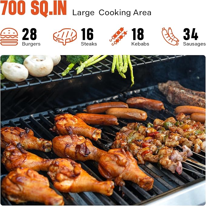 Monument Grills Larger 4+2 Burner Propane Gas Grills Stainless Steel Cabinet Style with Clearview® Lid, Knob Controls, Built-In Thermometer, Infrared Side Sear Burners & Side Burners, Blue