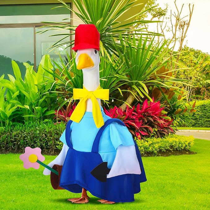 Outus Gardener Goose Outfits Funny Porch Goose Outfit 23 Inch Holiday Lawn Geese Cloth for Summer Spring Garden Yard Lawn Outdoor Decoration