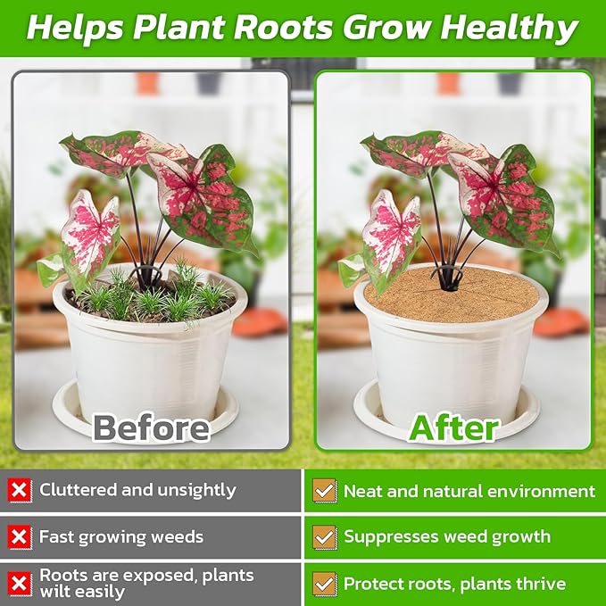 Legigo 4pcs Coconut Fiber Mulch Ring Tree Plant Protector Mat, 18 Inch Natural Coco Coir Tree Protection Ring Plant Pot Soil Cover, Tree Rings Disc Plant Cover for Indoor Outdoor Plants,Landscaping