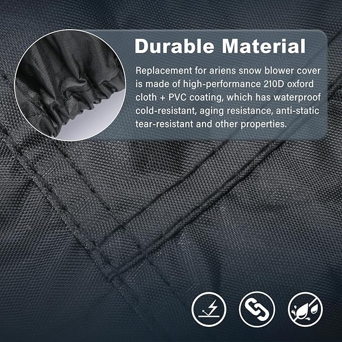 726015 Snow Blower Cover Tarp,Universal Heavy Duty 2-Stage Snowblower Cover Compatible with Ariens,EGO,Honda,Ryobi Cub Cadet,Troy Bilt,Snow Joe,Toro and PowerSmart Outdoor Snow Thrower Cover,Black