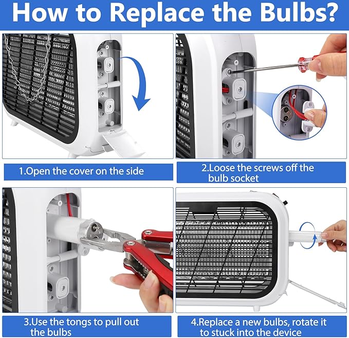 Bug Zapper Indoor, Upgrade 20W High-Voltage Dual Grid Electric Mosquito Zapper with 2 Replacement Bulbs, Fruit Fly Moth Gnat Traps Mosquito Killer for Home & Indoors Use