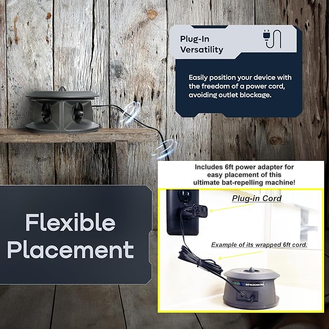 CLEANRTH BCS202 Bat-Blocker Pro - Safely Repels Bats Away