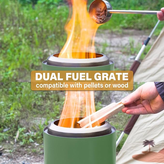 HGD 8.0 x 5.5 Inch Smokeless Firepit, Stainless Steel Fire Pits, Smokeless Fire Pit for Outside with Carry Bag for Camping Backyard Patio Garden Picnic Green