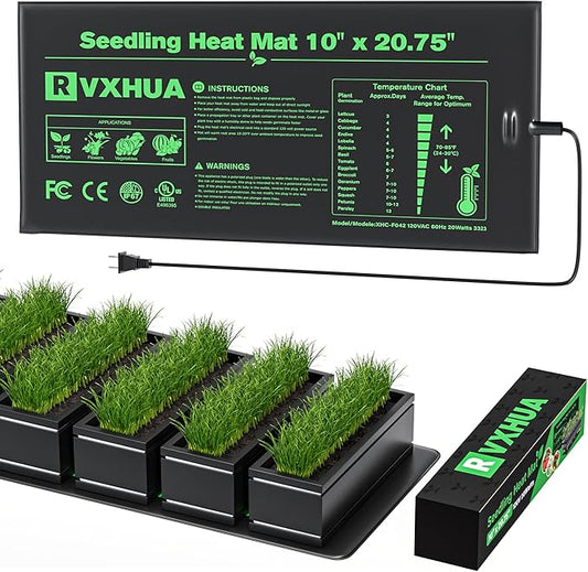 10 x 20.75Inch Seedling Heat Mat for Rapid Seed Germination, Waterproof Plant Heating Pad Seed Starter Warming Mat Indoor for Greenhouse Hydroponic Propagation Brewing Terrarium Reptile,1 Pack