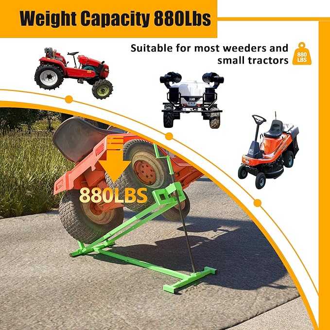 Riding Lawn Mower Lift Jack Lawn Mower Jack Lift with 880 Lbs Weight Capacity Telescopic Maintenance Jack for Lawn mowers and Garden Tractors Green