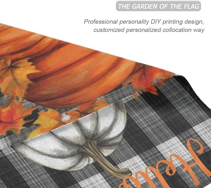 Welcome Fall Buffalo Plaid Welcome Garden Flag 12x18 Inch Buffalo Check Autumn Pumpkin Yard Flags Large Vertical Double Sided House Flag Seasonal Outside Decor for Yard Farmhouse