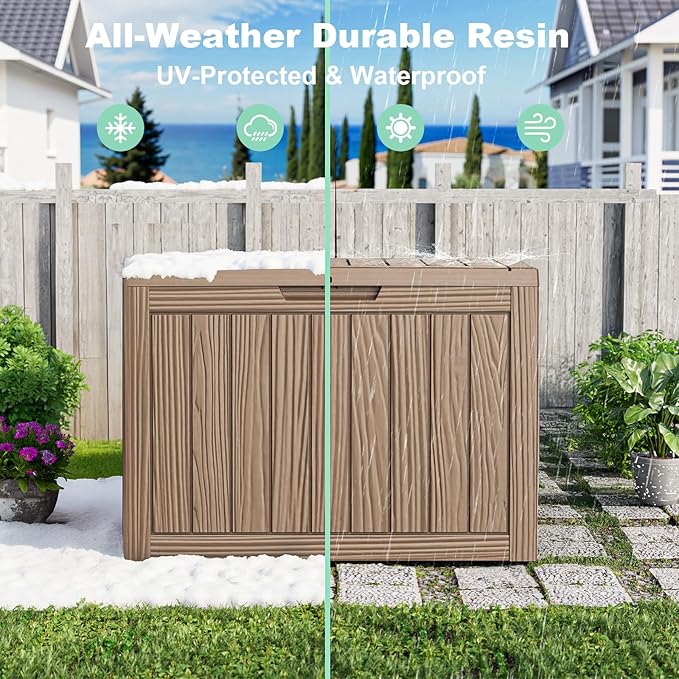 45 Gallon Outdoor Storage Box – Resin Deck Box with Lockable Lid, Waterproof Patio Furniture Storage for Tools, Garden & Yard Organization