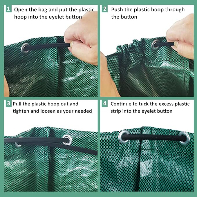 Hugeleaf 3 Pack Reusable Yard Waste Bags, 132 Gallon Extra Large Heavy Duty Lawn and Leaf Bags with Reinforced Handles, Standable Yard Bags for Lawn Leaves and Waste Collection