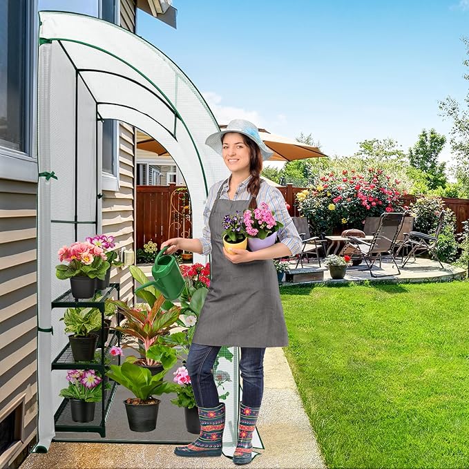 EAGLE PEAK 3 Tier Lean to Portable Greenhouse, Heavy-Duty Indoor & Outdoor Garden with Wire Shelves, 2 Roll-Up Zipper Doors, Easy Assembly, 79"x39"x83" Clear/White PE Cover