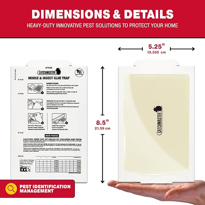 Catchmaster Mouse & Insect Super Glue Traps 30PK, Mouse Traps Indoor for Home, Extra Strength Sticky Pest Control Adhesive Tray for Catching Bugs, Rats & Rodents, Non Toxic Bulk Pre-Baited Glue Boards