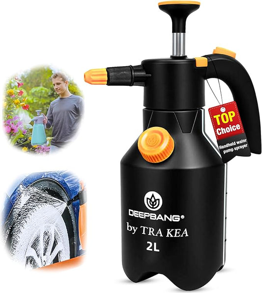 Premium 2L Handheld Pump Sprayer Adjustable Nozzle Water and Foam Continuous Spray Bottle for Car Washing Gardening Household Cleaning – Heavy Duty Chemical Resistant