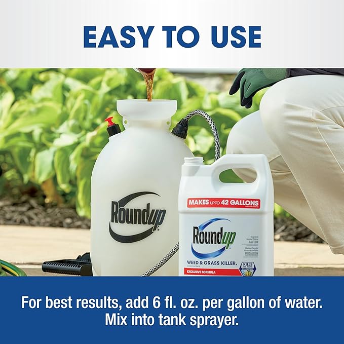 Roundup Weed & Grass Killer₄ Concentrate, Use in and Around Flower Beds, Walkways and Other Areas of Your Yard, 1 gal.
