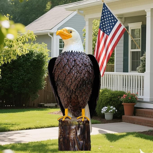 chisheen Bald Eagle Outdoor Metal Yard Art Statue and Sculpture for Garden Lawn Patio Living Room Decoration