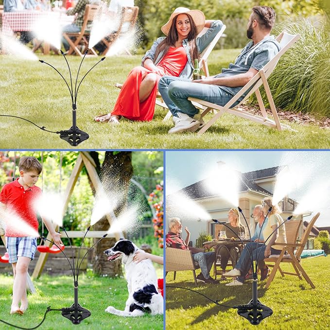 Standing Misters for Outside Patio, 2.6 FT Portable Stand Misting System for Cooling Outdoor, Upgraded Integrated Water Mister for Mist Playing, Patio Cooling, Backyard, Porch, Sprinkler