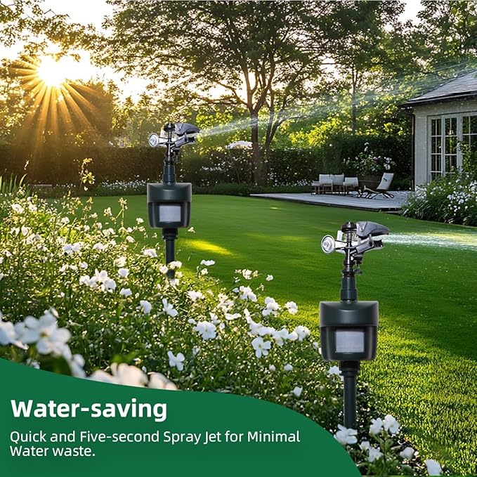 Motion Activated Sprinkler with Day & Night Detection Modes Repellent Detector for Garden Outdoor Waterproof