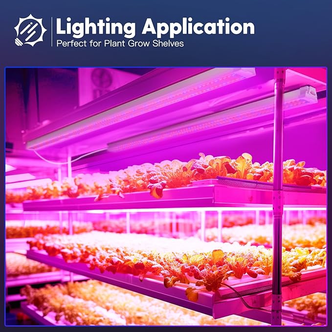 FREELICHT 4 Pack 4FT LED Grow Light, 40W (250W Equivalent), Red Blue (660nm+460nm) Full Spectrum Grow Light for Indoor Plants, Linkable Plug in Plant Growing Lamps for Hydroponic Seeding Veg Flower