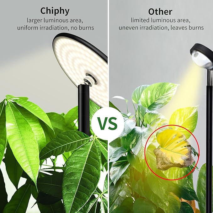 chiphy Grow Lights, Full Spectrum Plant Light for Indoor Plants, 40W, 10 Dimmable Brightness, 69" Heights Adjustable, 2025 Upgraded Compatible with Smart Plug, Ideal for Large Tall Plants