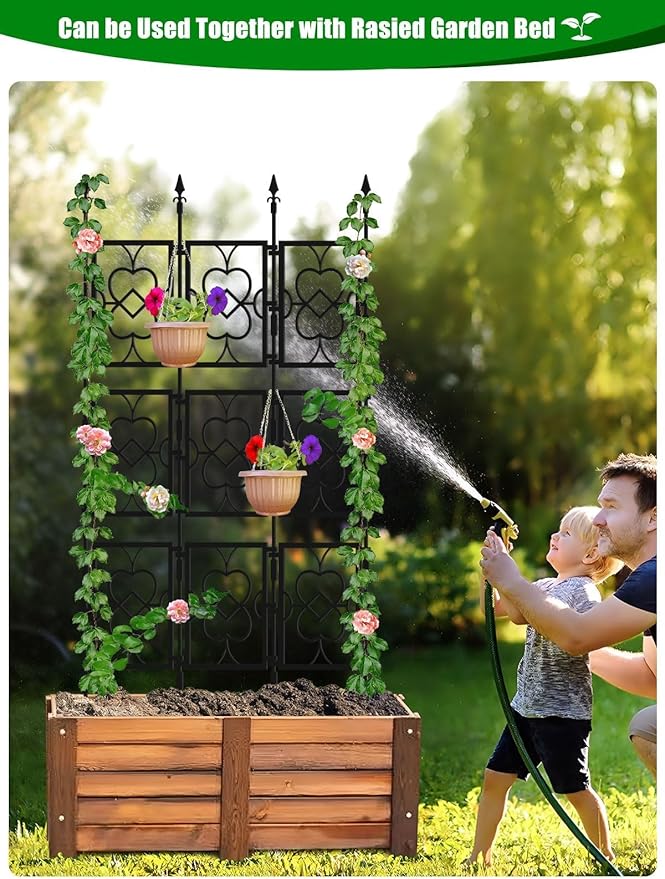 80" Garden Trellis for Climbing Plants, Kalolary Screen Plant Trellis Frame for Potted Plants Rustproof Plant Support Thicken Cucumber Trellis Grow Support for Vines Flowers Vegetable Indoor Outdoor