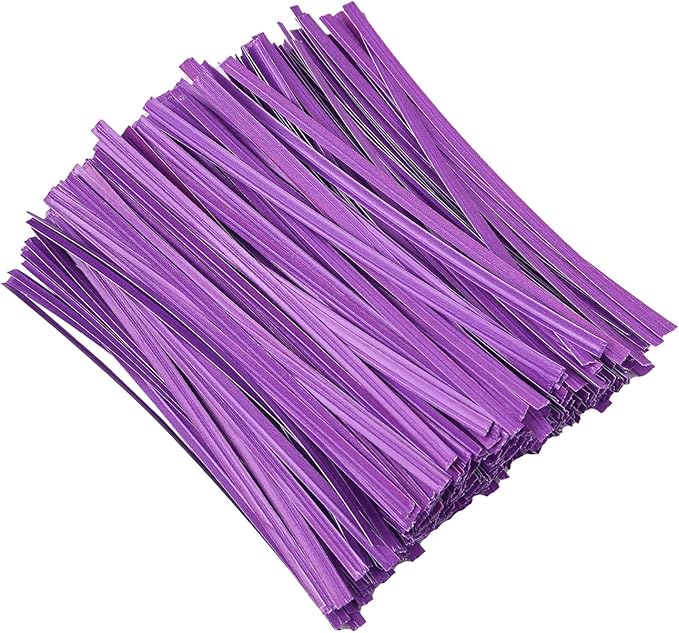 500 Pcs 5" Purple Paper Twist Ties, for Party Cello Candy Bread Coffee Bags Cake Pops