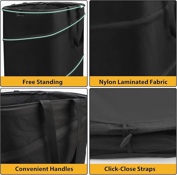 YUDI & GARDEN 19 Gallon Square Collapsible Yard Waste Bin｜Collapsible Trash Can｜Camping Trash Can, for Collecting Weeds or Party and Yard Waste